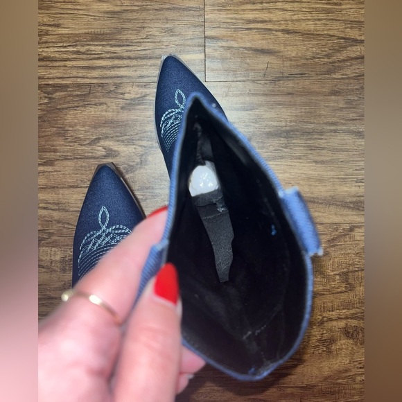 SHEIN Blue and Brown Heeled Boots - Picture 5 of 10